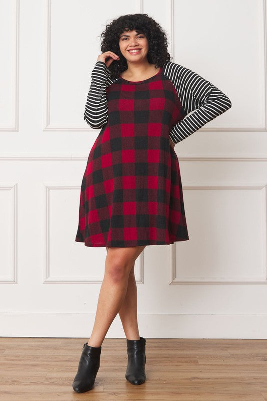 Stilla | Stripe Sleeve A- Line Mini Kjole