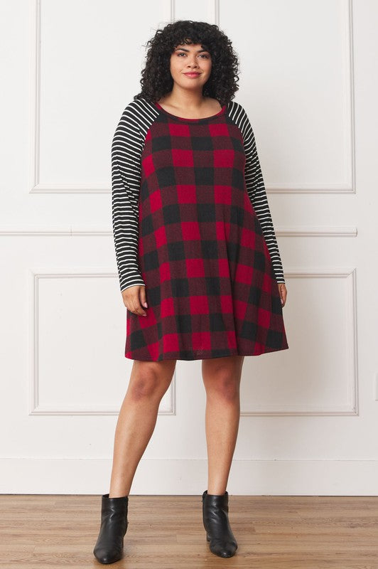Stilla | Stripe Sleeve A- Line Mini Kjole
