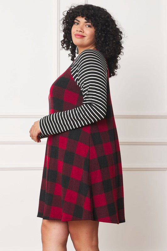 Stilla | Stripe Sleeve A- Line Mini Kjole