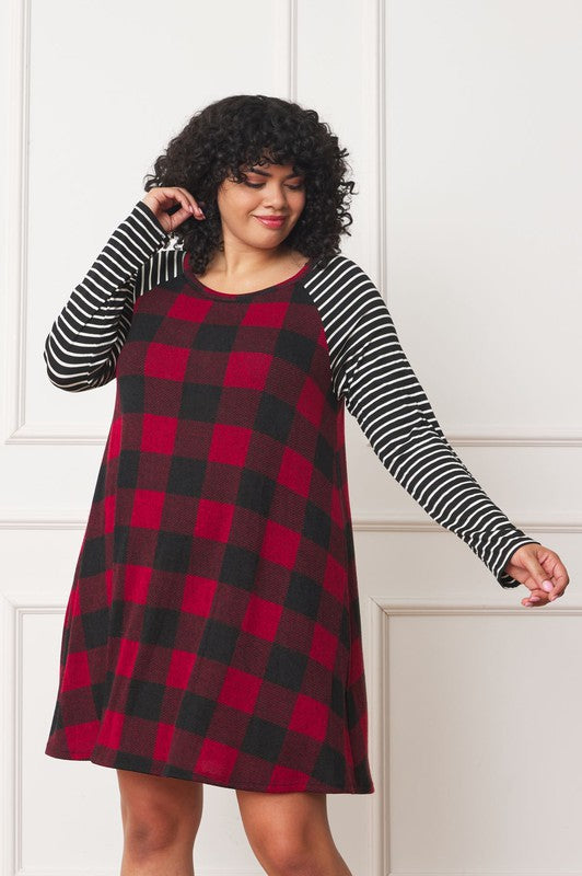 Stilla | Stripe Sleeve A- Line Mini Kjole