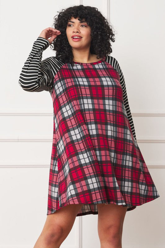 Stilla | Stripe Sleeve A- Line Mini Kjole