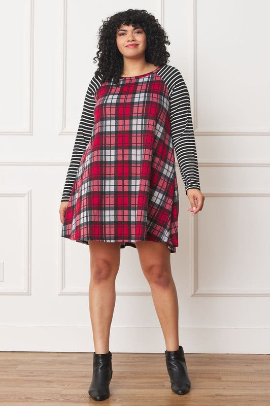 Stilla | Stripe Sleeve A- Line Mini Kjole