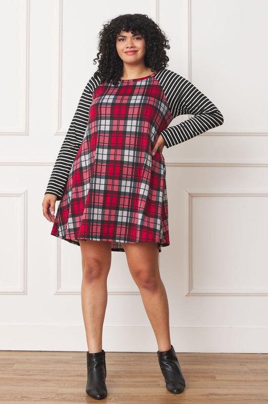 Stilla | Stripe Sleeve A- Line Mini Kjole