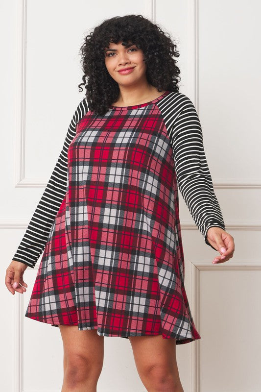 Stilla | Stripe Sleeve A- Line Mini Kjole