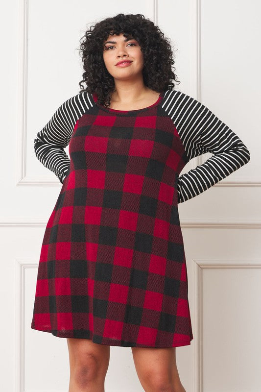 Stilla | Stripe Sleeve A- Line Mini Kjole