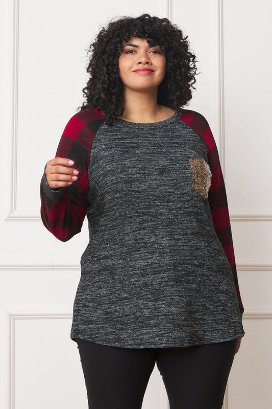 Stilla | Checker Ærme Sequin Lomme Tunika