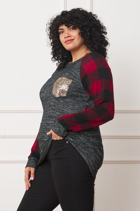Stilla | Checker Ærme Sequin Lomme Tunika
