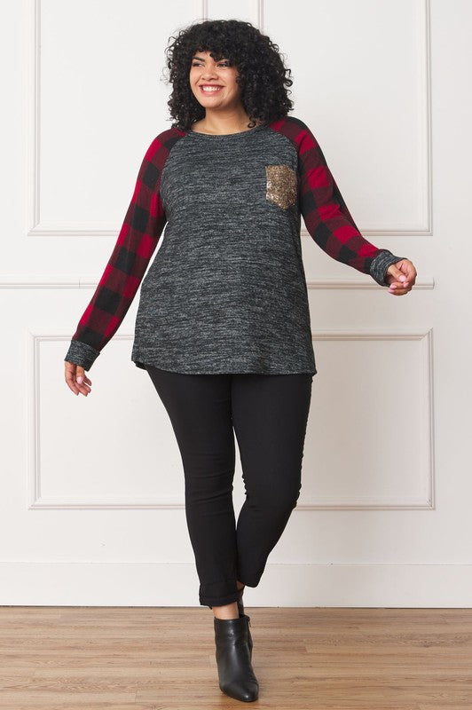 Stilla | Checker Ærme Sequin Lomme Tunika