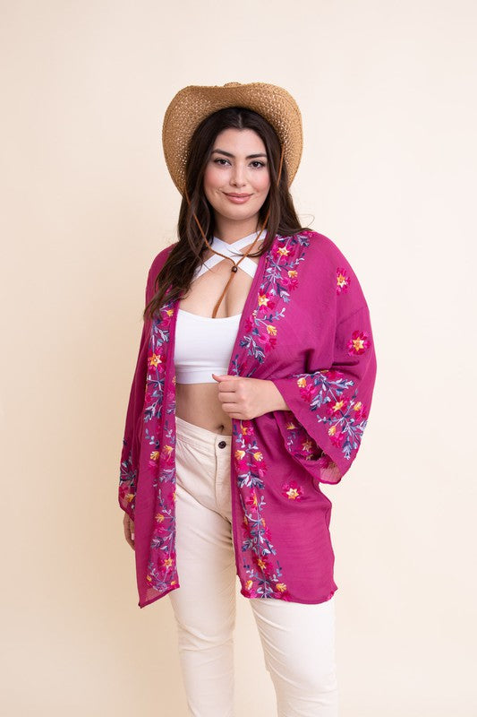 Stilla | Anemone Garland Broderet Kimono