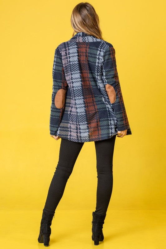 Stilla | Farvet Plaid Albue Patches Cardigan