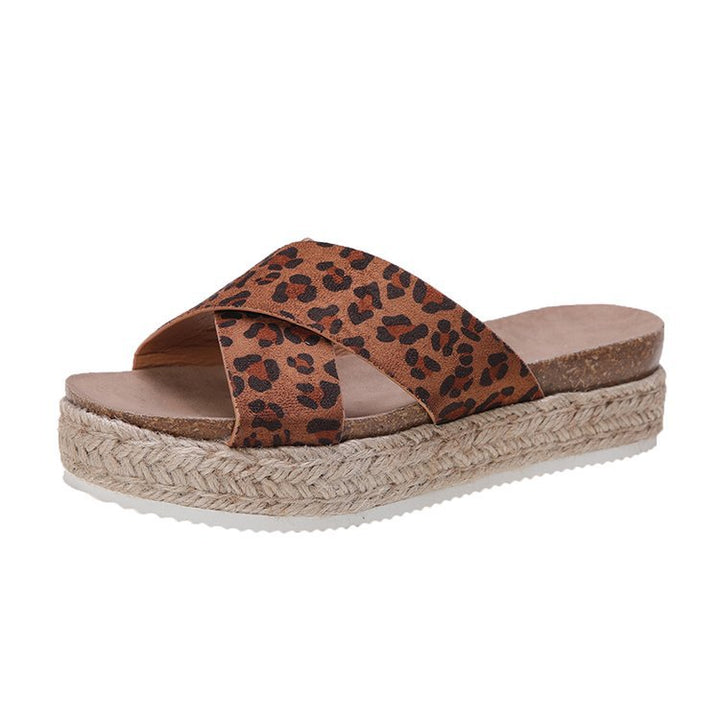 Dame Plateau-sandaler med krydset rem og behagelig jute-sål Stilla