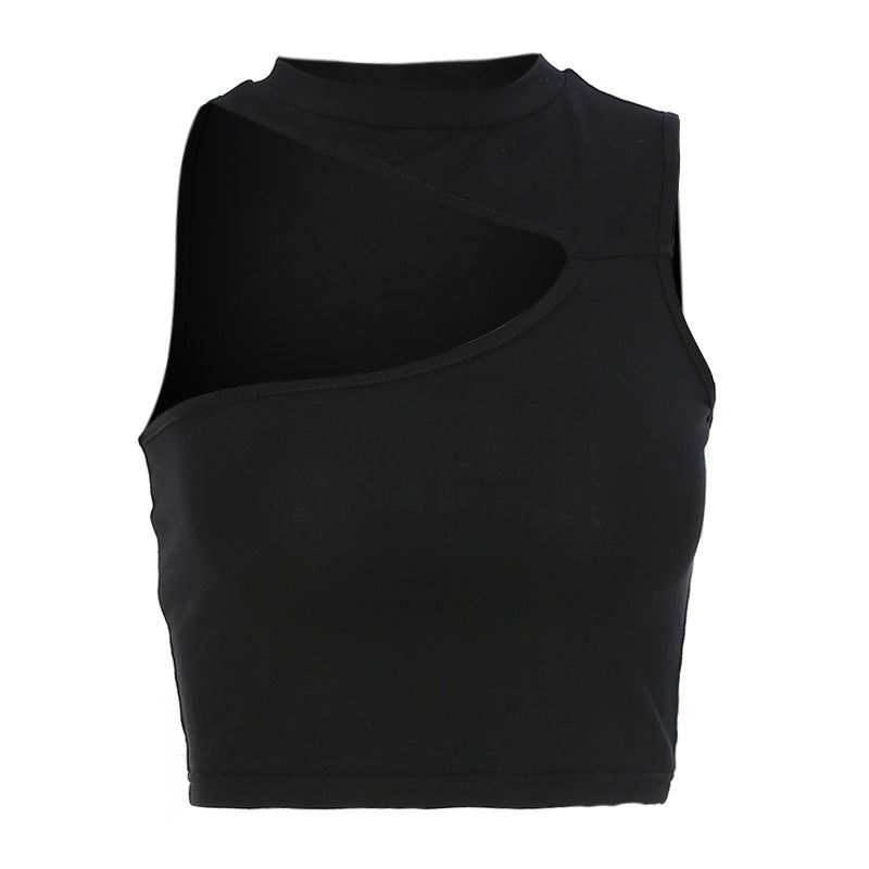 Damer sporty Crop-Top med kreativt cut-out-design og åndbart materiale Skovae
