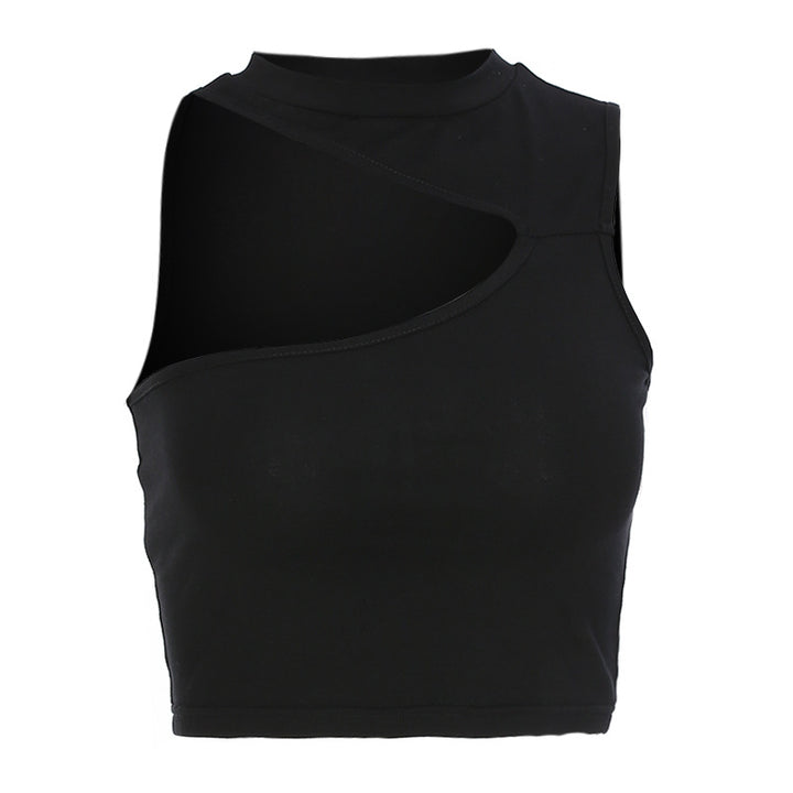 Damer sporty Crop-Top med kreativt cut-out-design og åndbart materiale Skovae