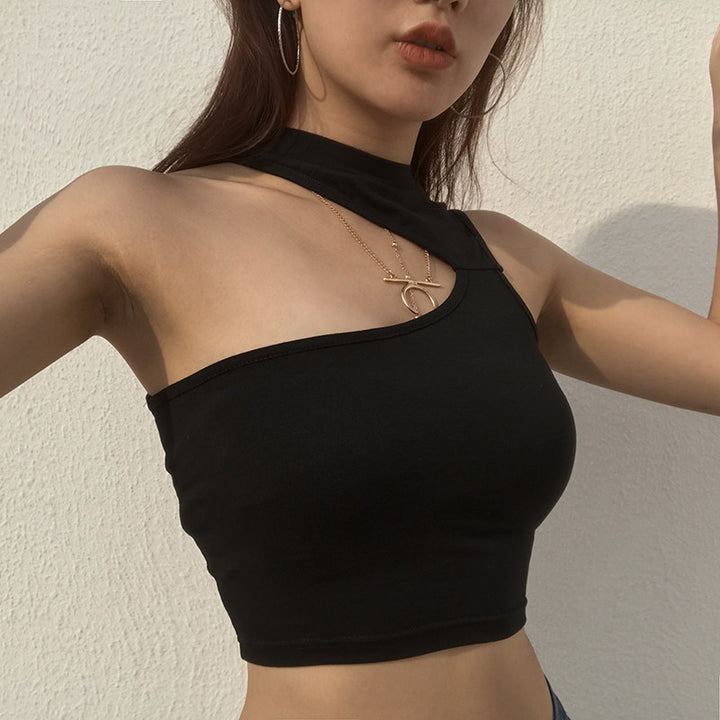 Damer sporty Crop-Top med kreativt cut-out-design og åndbart materiale Skovae