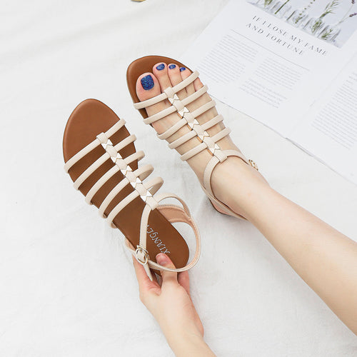 Dame sandaler med fashionable remme og diskrete guld-detaljer Stilla
