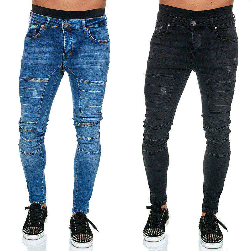 Herre Slim-Fit Jeans med dekorative stikninger og komfortabel pasform Stilla