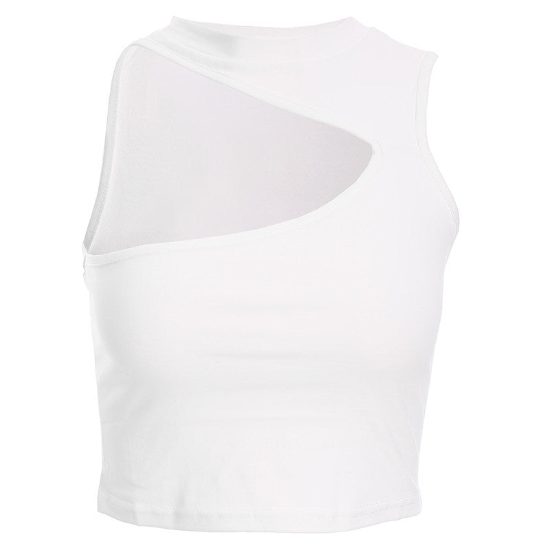 Damer sporty Crop-Top med kreativt cut-out-design og åndbart materiale Skovae