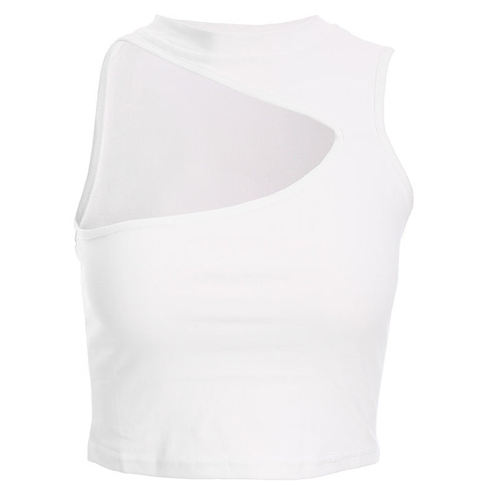 Damer sporty Crop-Top med kreativt cut-out-design og åndbart materiale Skovae