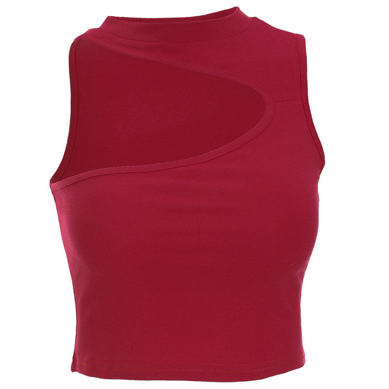 Damer sporty Crop-Top med kreativt cut-out-design og åndbart materiale Skovae