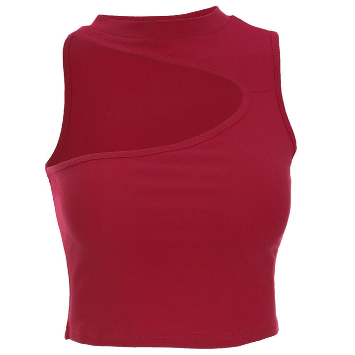 Damer sporty Crop-Top med kreativt cut-out-design og åndbart materiale Skovae