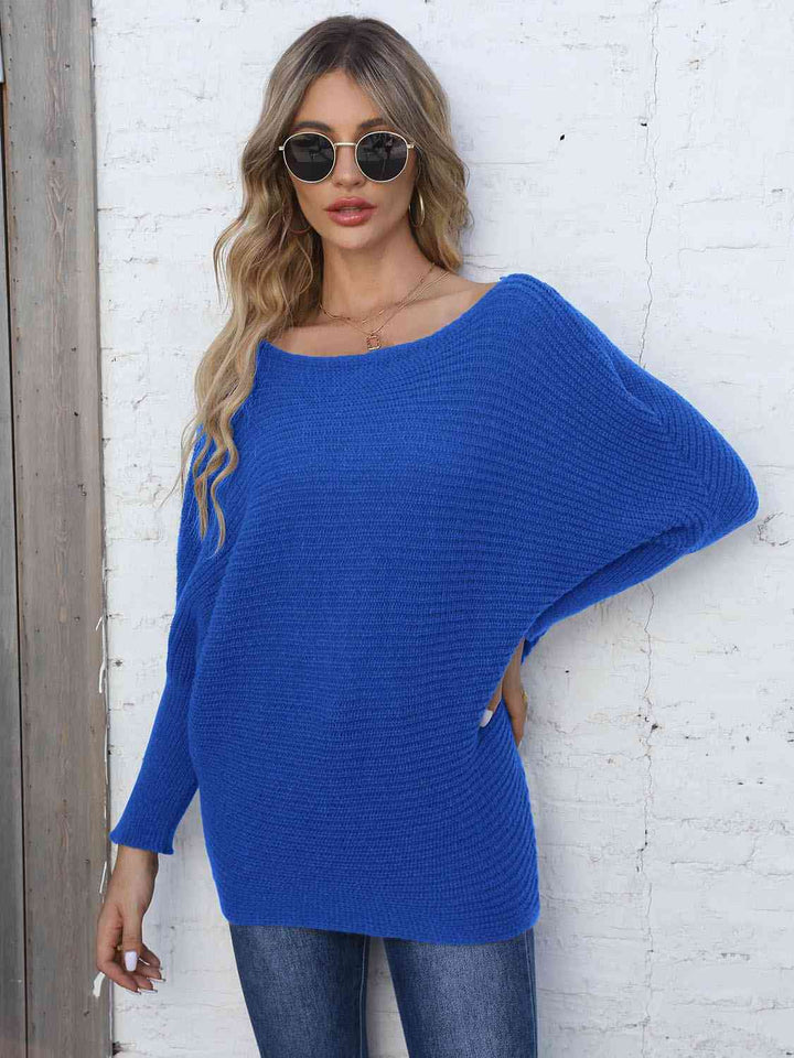 Stilla | Størrelse Horisontal Ribbing Dolman Ærme Sweater