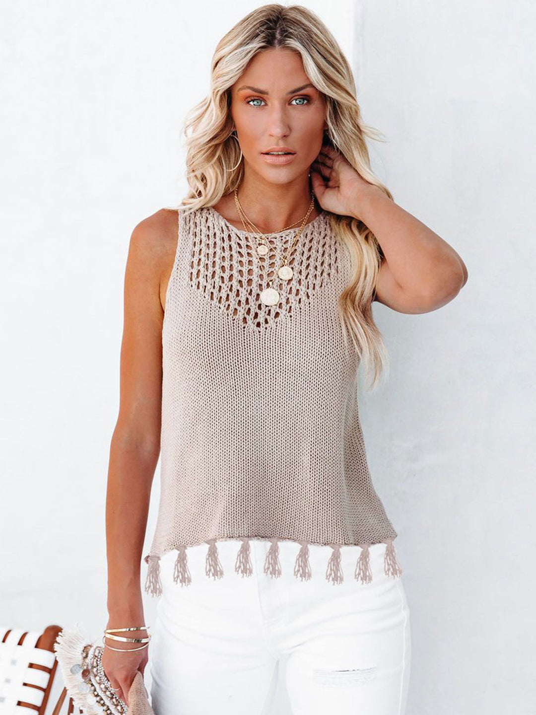 Stilla | Frynse Rund Hals Tank