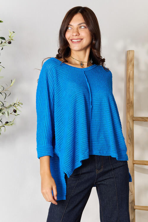 Stilla | Full Size Rund Hals Høj-lav Slids Strik Top