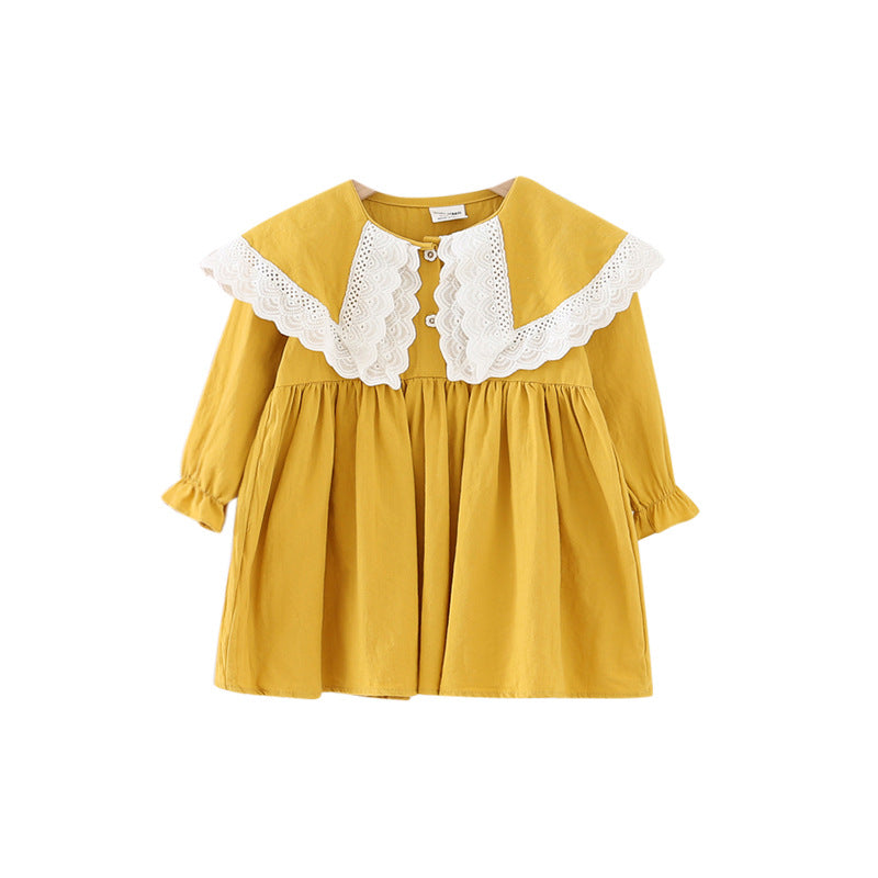 Pige blondekrave bomuldsdress Stilla