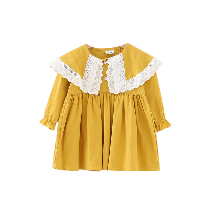 Pige blondekrave bomuldsdress Stilla