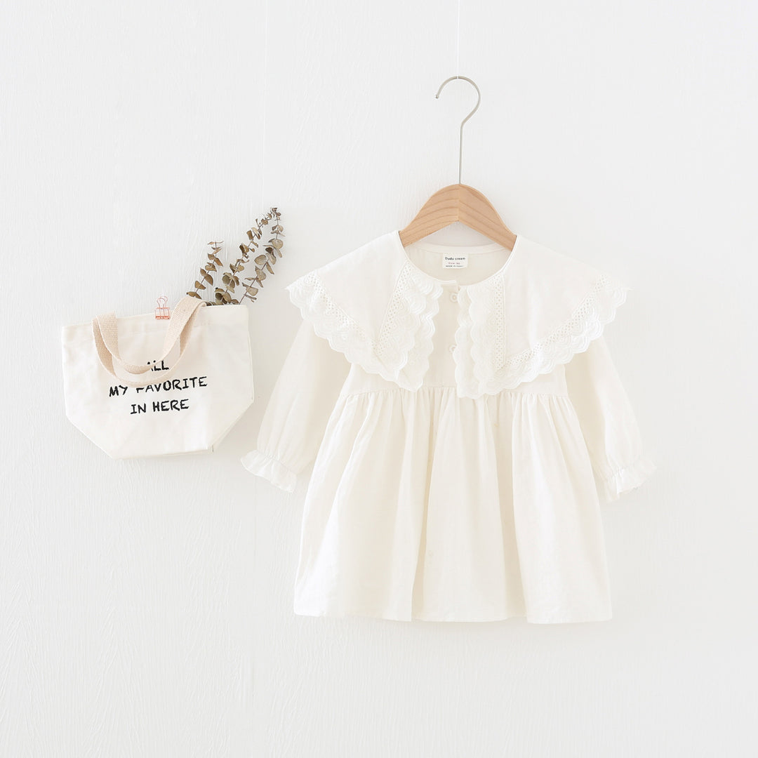 Pige blondekrave bomuldsdress Stilla