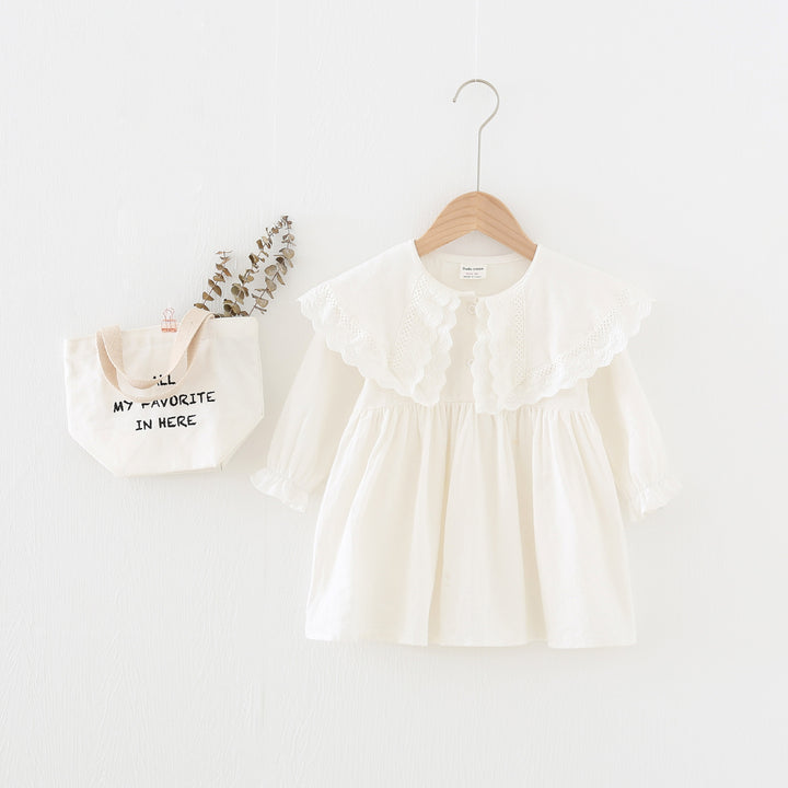 Pige blondekrave bomuldsdress Stilla