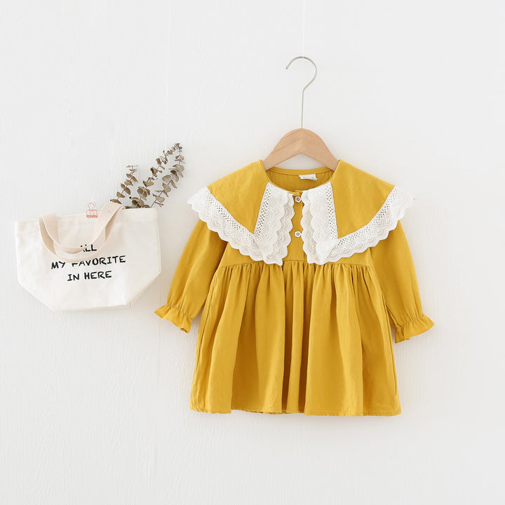 Pige blondekrave bomuldsdress Stilla
