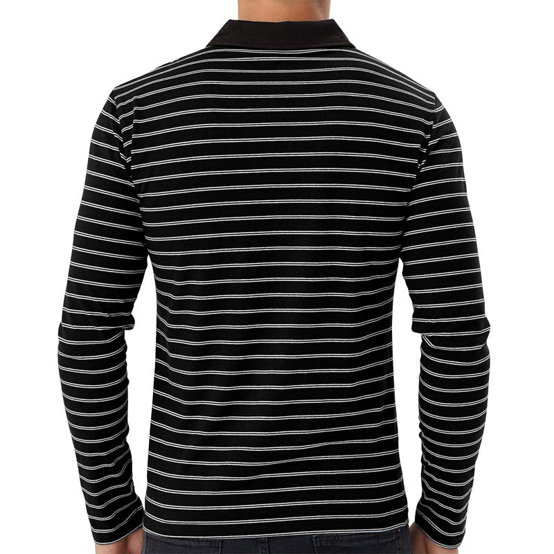 Herre Langærmet Poloshirt med moderne stribemønster Stilla