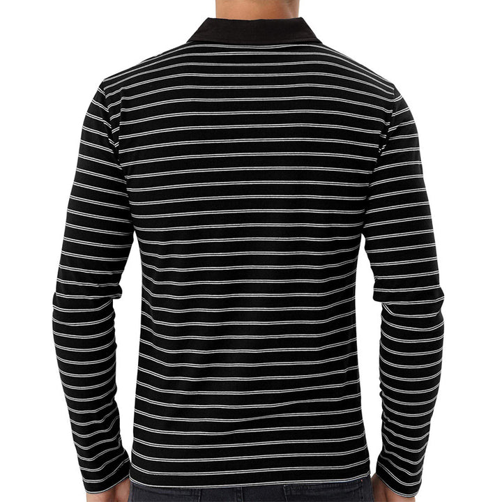 Herre Langærmet Poloshirt med moderne stribemønster Stilla