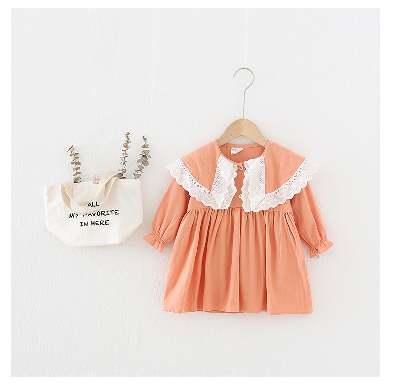 Pige blondekrave bomuldsdress Stilla