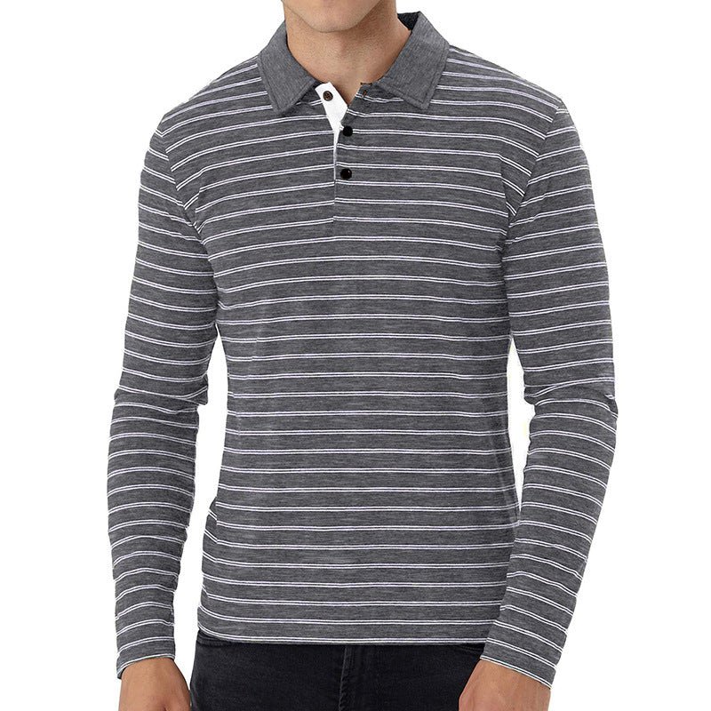 Herre Langærmet Poloshirt med moderne stribemønster Stilla