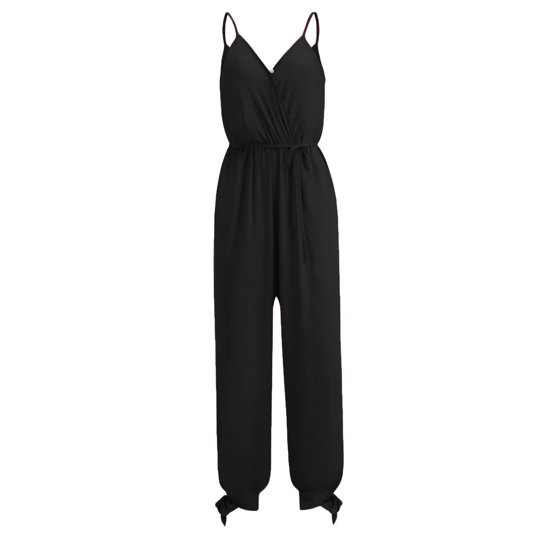 Stilla | Rygfri Dybt V-udskæring Strop Lang Jumpsuit