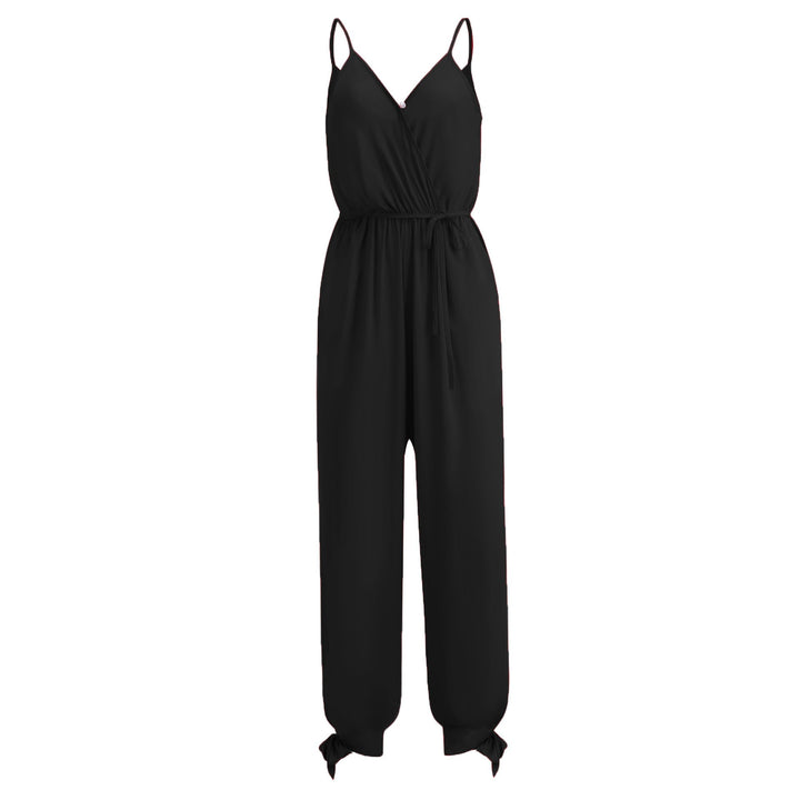 Stilla | Rygfri Dybt V-udskæring Strop Lang Jumpsuit