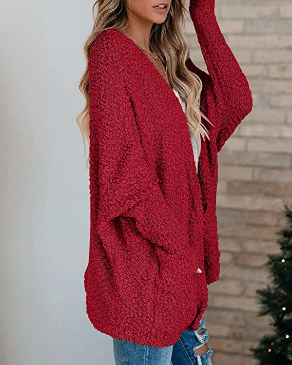 Damers hyggelige cardigan med åben skæring og store lommer Stilla