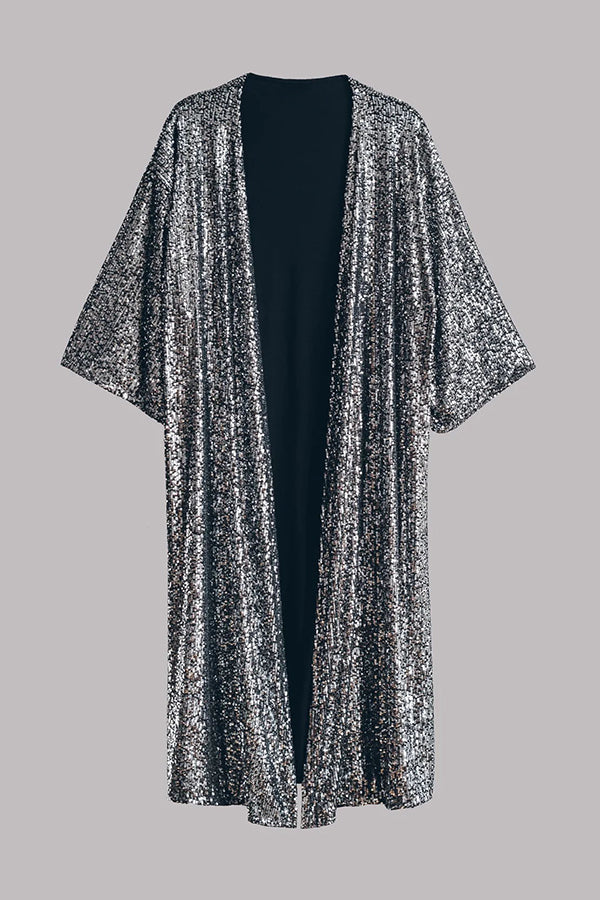 Stilla | Glamour Disco Paillette kimono med vidt ærme