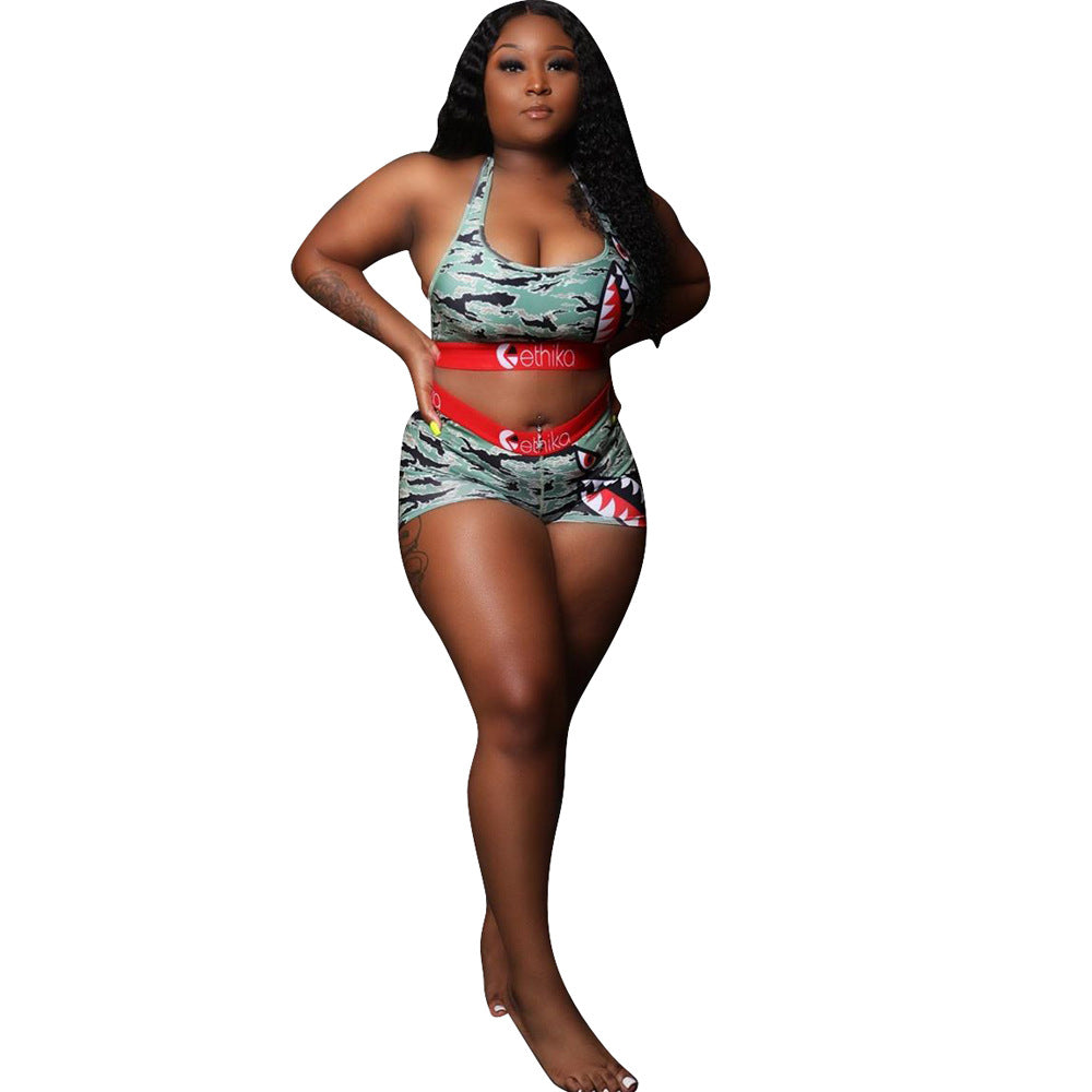 Dame Sportsligt Bikini-Sæt med figursyet design og unikt grafiktryk Stilla