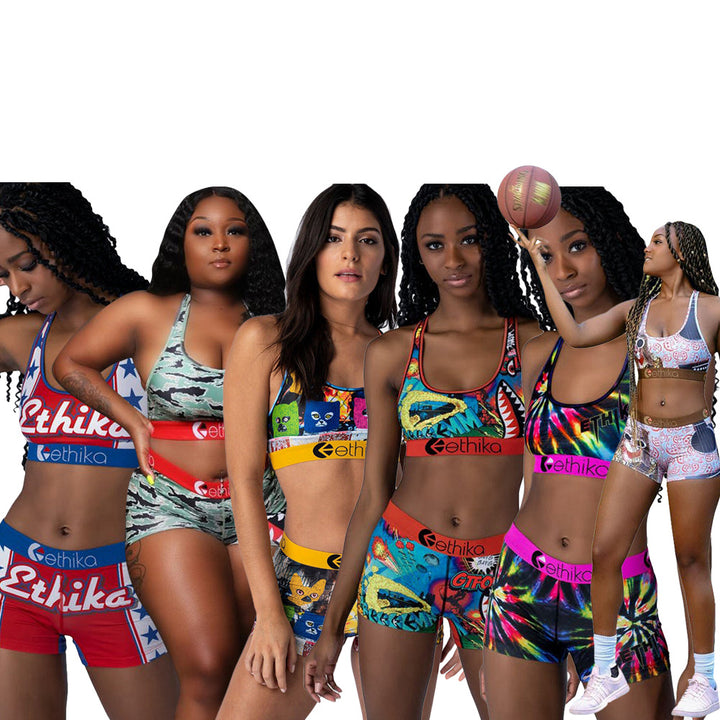 Dame Sportsligt Bikini-Sæt med figursyet design og unikt grafiktryk Stilla