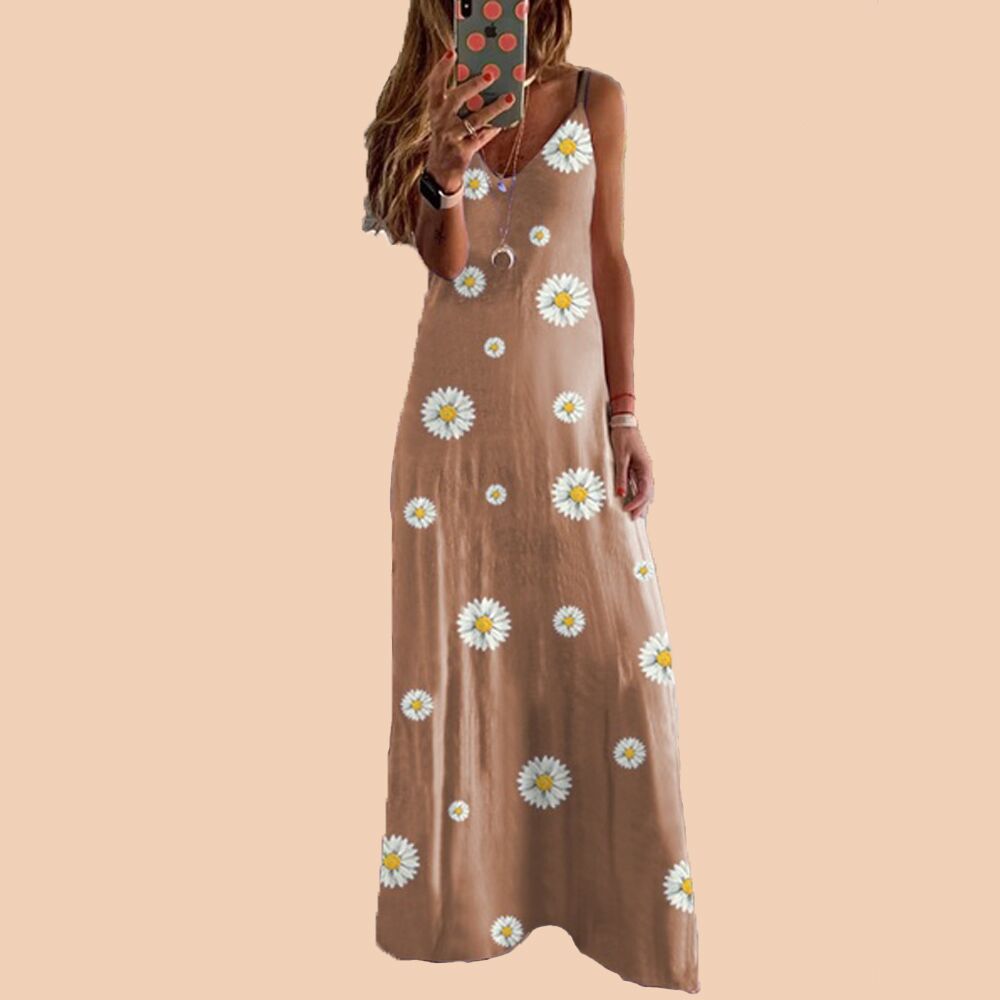 Dame Floral Print Ærmeløs Maxi-Kjole Stilla