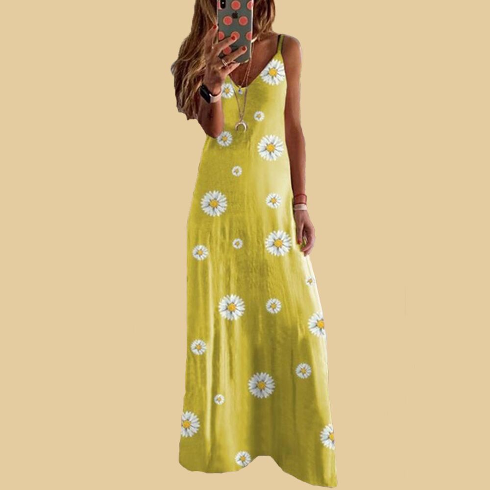 Dame Floral Print Ærmeløs Maxi-Kjole Stilla