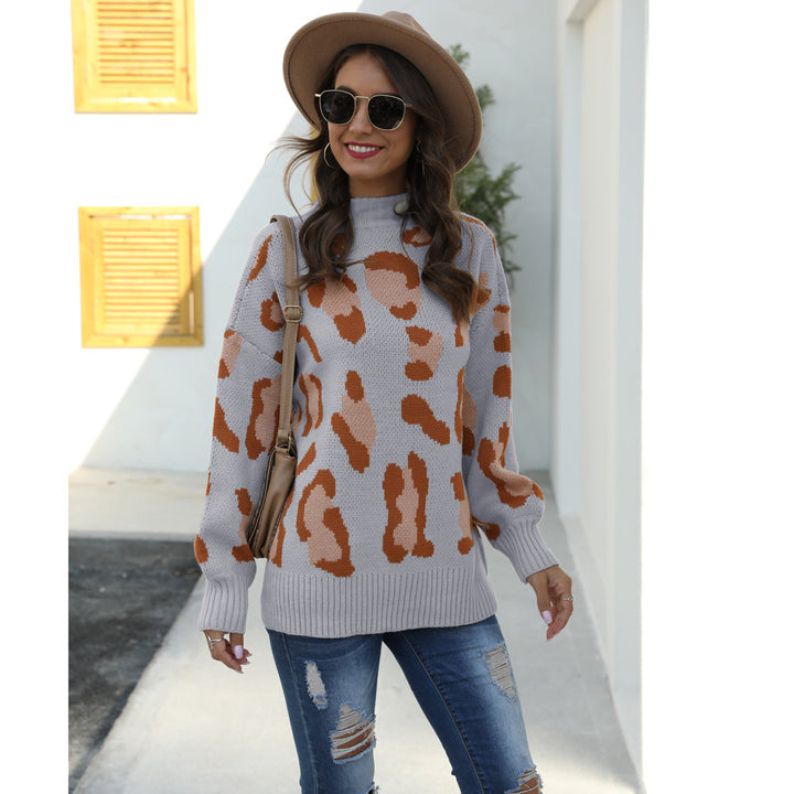 Damer fashionable sweater i trendy dyreprint design med høj krave Stilla