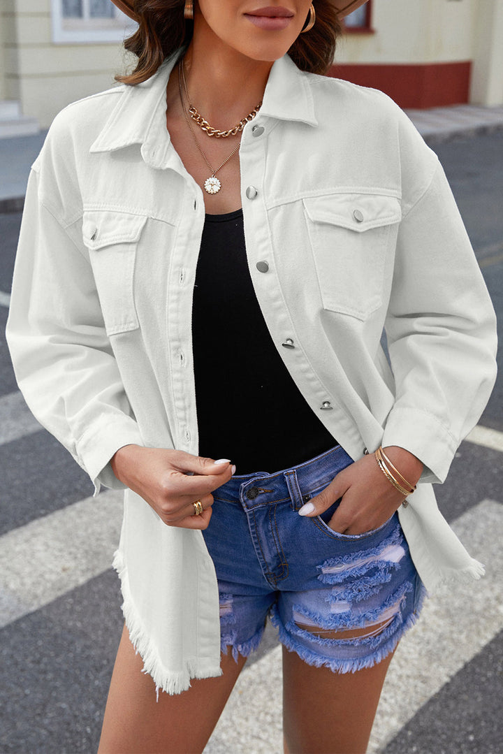 Stilla | Up Pocketed Raw Hem Denimjakke