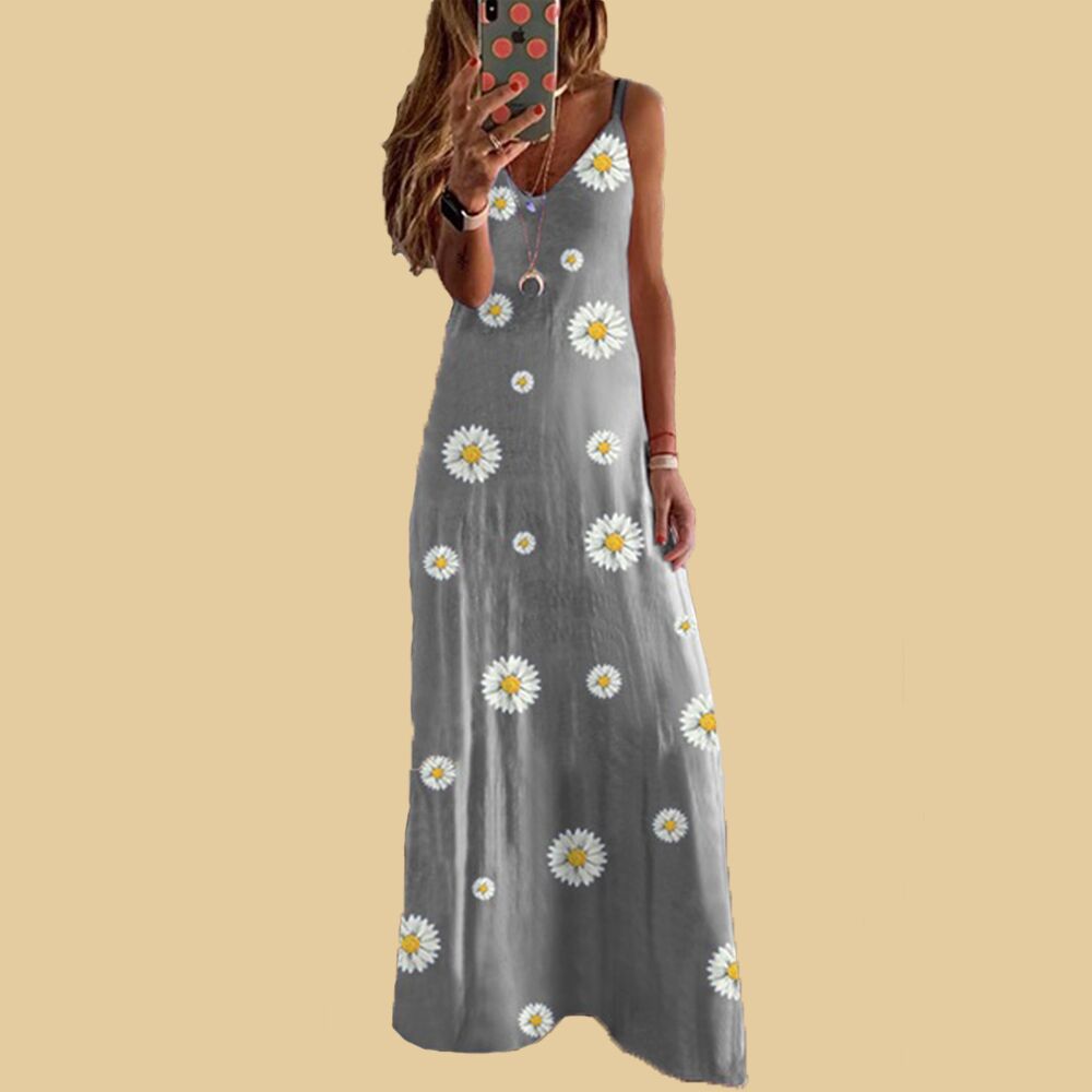 Dame Floral Print Ærmeløs Maxi-Kjole Stilla
