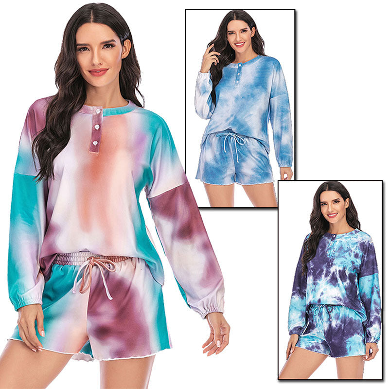 Dame loungewear sæt med afslappet tie-dye mønster Stilla
