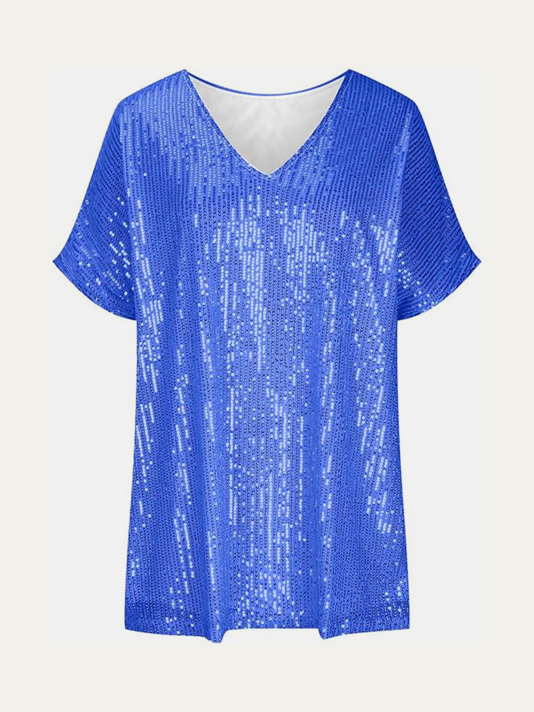 Stilla | Plus Size Paillet V-Hals Kortærmet Top
