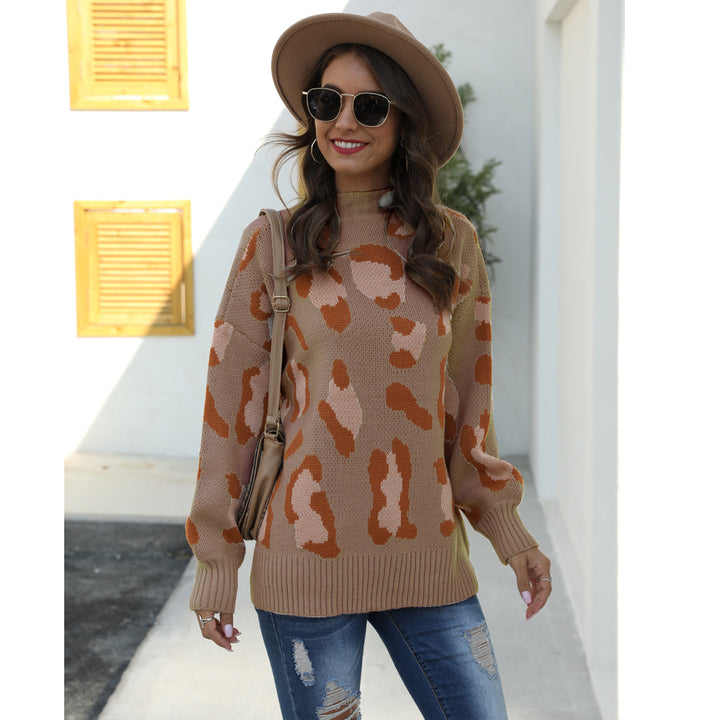 Damer fashionable sweater i trendy dyreprint design med høj krave Stilla